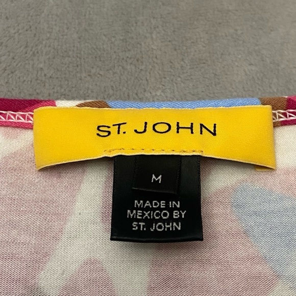 St. John Pink Brown Printed Scoop Neck Pullover Top 3278 - Picture 3 of 11